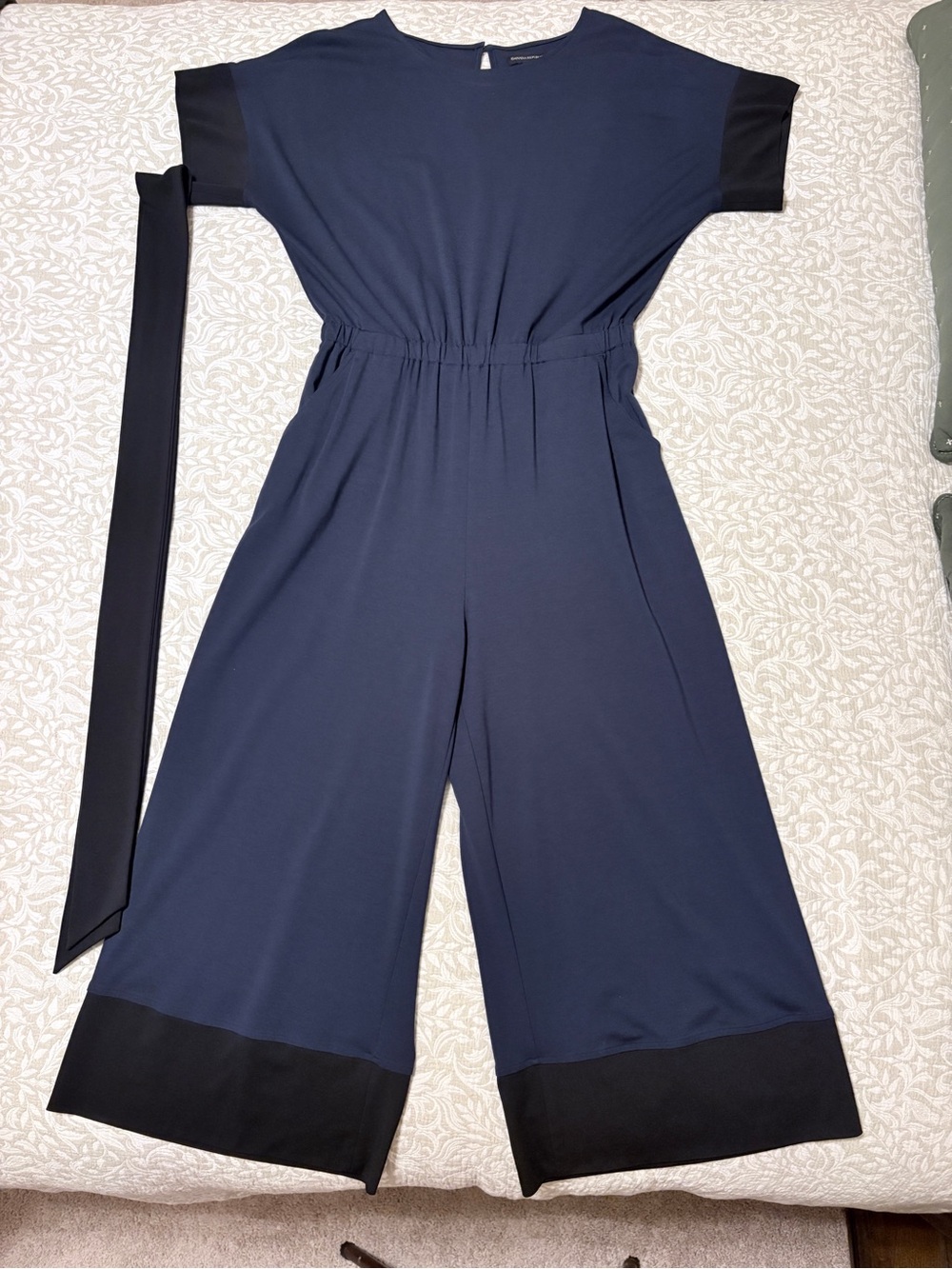 Banana Republic Navy Jumpsuit with Black Contrast Hem and Sleeves
